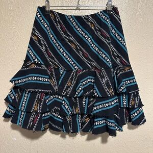 Pat Dahnke Tiered Skirt Western Cowgirl Size‎ Medium Pull On
